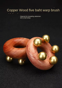 Gua Sha Universal-Sehnen-Meridian bürste aus Holz mit fünf Perlen für das Körper gesichts <span class=keywords><strong>massage</strong></span> gerät zur Reduzierung des Abdomens Rubs Brass Waist Accessory - Product Image 3