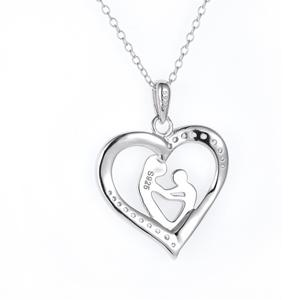 Creative 925 Sterling Silver cuore madre-bambino concentrico Micro-pavimentato zircone ciondolo clavicola <span class=keywords><strong>collana</strong></span> a catena per la festa <span class=keywords><strong>della</strong></span> <span class=keywords><strong>mamma</strong></span> regalo - Product Image 5