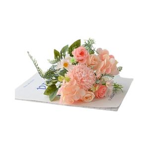 Bouquet de pivoines artificielles en soie, fleurs faites à la main, décoration de mariage, style moderne - Product Image 5