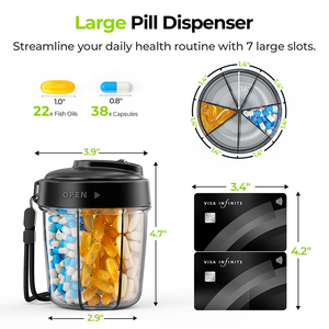 Nouveau design, distributeur de pilules anti-mélange, couvercle coulissant adapté aux personnes atteintes d'arthrite, grand format de voyage, pour les soins aux personnes âgées - Product Image 2