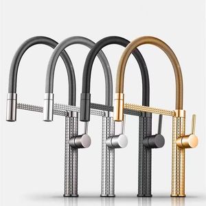 Nouveau style de luxe robinet d'évier de cuisine flexible mitigeur d'eau monté sur le pont robinet de cuisine chaud et froid - Product Image 1
