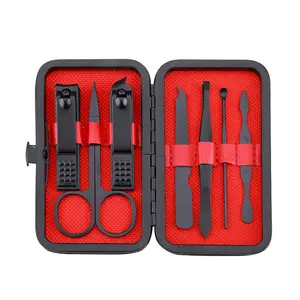Economical Manicure Tools Set 7pcs Wholesale Nail Care Black Kits