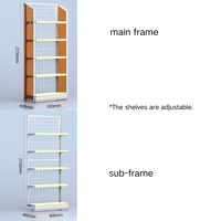 Étagère de Supermarché Blanc-Orange - Présentoir métallique robuste avec LED, modulaire pour épicerie & pharmacie.
