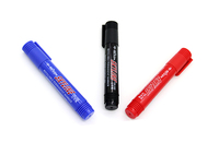 Marqueurs permanents multi-usages plats SM368 en plastique rouge/noir/bleu pour la décoration du bois, le verre, le papier et la céramique