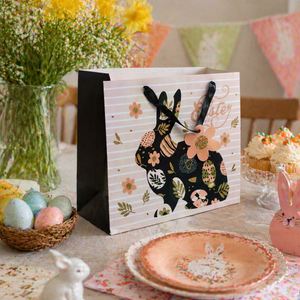 Party Supplies <b>Easter</b> Day Treat Decor Bunny and Eggs With Handles Recycled Cardboard Large Goodie <b>Gift</b> <b>Bags</b> - Product Image 1