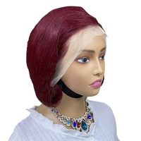 Perruque courte bob 13x4 en cheveux humains, avec dentelle frontale, coiffable et colorable