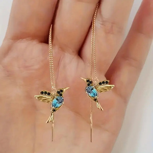 SongYi élégant nouvelle mode mignon Animal élégant gland petit oiseau goutte longues boucles d'oreilles suspendues - Product Image 6