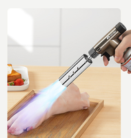 Briquet à flamme réglable en métal de luxe, rechargeable, avec fonction inversée, torche d'extérieur, allumeur de cuisine, briquet à gaz coupe-vent pour barbecue