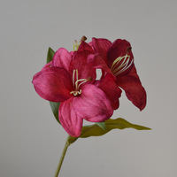 Lys artificiel en soie à tige unique, 3 fleurs, doux et réaliste, pour la décoration intérieure, la fête des Mères et les décorations de mariage
