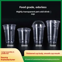 Couvercle de gobelet jetable transparent en PET de 95 mm de diamètre, capacité 500 ml, haute perméabilité, pour thé au lait, jus de fruits, logo personnalisable BG
