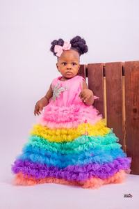 Colorido princesa bebé niñas vestidos de fiesta de cumpleaños con cuentas flor niña niños vestido de fiesta para sesión de fotos - Product Image 2