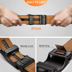 Hebilla de aleación automática para hombre, cinturón de cuero genuino personalizado, oem, alta calidad