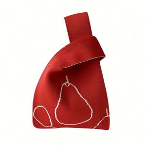 Women's Knitted Wool Bucket Fashion Handheld Casual Tote Bag Elegant Chunky Knit Bags for Knitting Woven Shopping Pouch - Product Image 1
