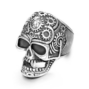 European Style Punk Skull <b>Titanium</b> Steel <b>Ring</b> Men's Party Jewelry SA883 - Product Image 2