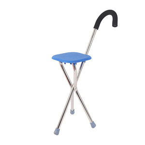 Hawbe Stainless Steel Cane <b>Stool</b> Three Legged <b>Adjustable</b> <b>Height</b> Non Slip For Seniors Walking And Sitting Support - Product Image 3