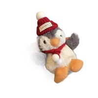 Porte-clés en peluche pingouin cacahuète de dessin animé mignon avec écharpe, mini poupée pendentif de sac, ornement cadeau d'anniversaire