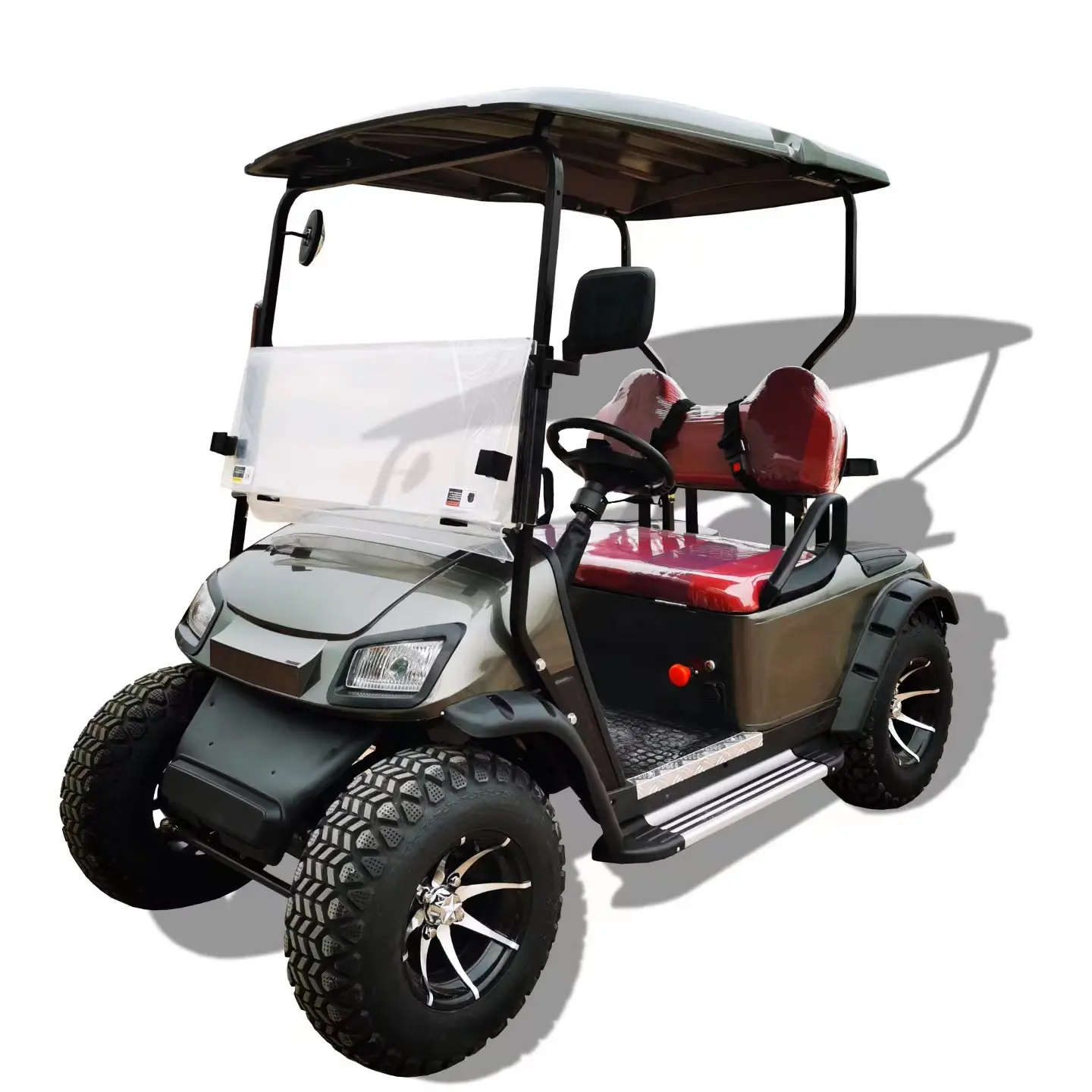 Carrinho de golfe elétrico com bateria de lítio 48V/60V, mini carrinho movido a energia solar, equipado com carrinho de cauda a gasolina, posição de pé