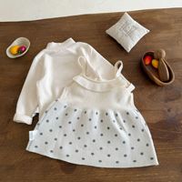 Robe pour bébé fille en tricot à pois, col carré, automne-hiver