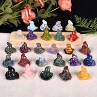 Figurine de sorcière/chapeau de sorcier en cristal naturel sculpté à la main, pierres précieuses mélangées (améthyste, labradorite, œil de tigre) pour Halloween et Wicca - Vente en gros