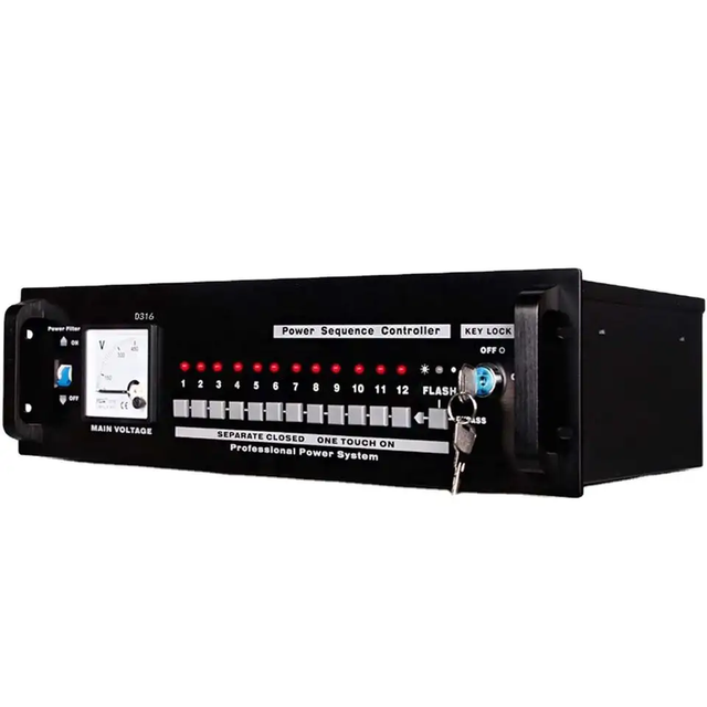 D316 Professional 12-Channel Power Sequence Controller 4ohm Impedance Metal for Audio System Conference System DJ Equipment