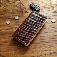 Portefeuille long pour homme en cuir véritable minimaliste, fermeture ouverte, étiquette privée personnalisée, fabrication artisanale OEM/ODM, blocage RFID, multifonction