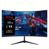 Ordinateur de bureau 180 Hz, écran incurvé de 27 pouces, résolution 2K QHD, écran large, moniteurs de jeu USB pour ordinateur