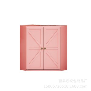 Pink <b>Corner</b> Bread Storage <b>Cabinet</b> Double Door Solid Color Desktop Organizer for Condiments Coffee Cups Bread Pastries - Product Image 4