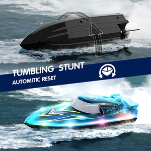 Bateau télécommandé Flytec V666 2,4 GHz avec LED, bateau rapide télécommandé avec fonction d'auto-redressement, batterie rechargeable étanche, jouet d'extérieur - Product Image 4