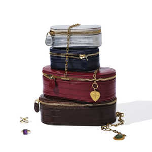 Небольшой портативный ящик для хранения ювелирных изделий дорожный полиуретановый чехол для ювелирных изделий из крокодиловой кожи роскошный миниатюрный Овальный дорожный ящик с узором из крокодила - Product Image 6