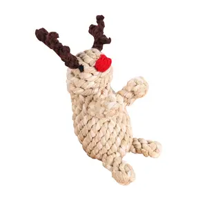 天然棉15 * 15厘米圣诞礼物动物形状宠物狗玩具鹿咀嚼狗玩具