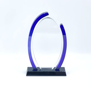 Haute qualité Blue Line Clear K9 Crystal <span class=keywords><strong>Plaque</strong></span> Award Trophée de cristal gravé - Product Image 2