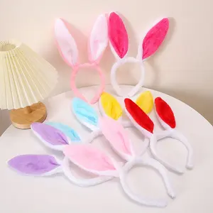 Wholesale Easter Party Plush Pink White Black Animal Bunny Rabbit Ears Headband for kids and adult