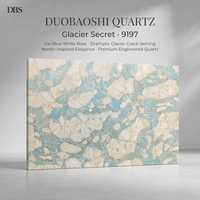 Dalles de quartz breccié de luxe en coquille d'huître bleue, quartz artificiel aigue-marine pour mur TV, décoration de comptoir de bar de villa de luxe