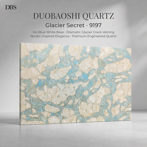 Dalles de quartz breccié de luxe en coquille d'huître bleue, quartz artificiel aigue-marine pour mur TV, décoration de comptoir de bar de villa de luxe - Product Image 1