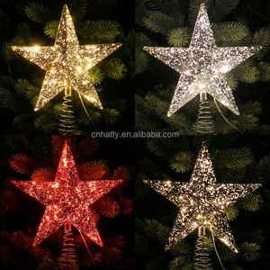 Handmade Modern Factory Plastic Lighted Star-Shaped Spring-Base Tree <b>Topper</b> Ornament for Christmas Tree Holiday Decorations - Product Image 6