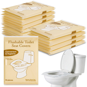 Fundas Desechables para Asiento <span class=keywords><strong>de</strong></span> Inodoro, Paquete <span class=keywords><strong>de</strong></span> 10, Solubles en Agua, Higiénicas y Desechables por el Inodoro, para Viajes <span class=keywords><strong>de</strong></span> Negocios, Hoteles y Aviones - Product Image 1