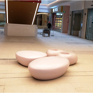 Banco de Patio Exterior de Fibra de Vidrio, Diseño Moderno y Contemporáneo, Asientos Duraderos para Centros Comerciales, Capacidad para 2 Personas, Personalizable - Product Image 3