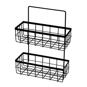 Étagère de rangement rectangulaire à 2 niveaux en fil métallique pour comptoir avec lattes verticales, vente en gros, directement de l'usine, OEM ODM, en fil de fer robuste - Product Image 1