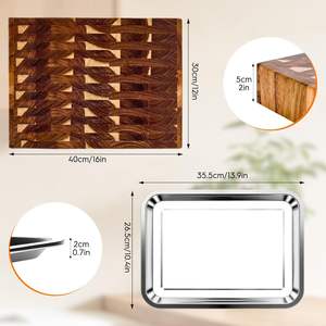 <span class=keywords><strong>Planche</strong></span> à découper en bois massif personnalisée avec plateau coulissant, en bois d'acacia robuste, idéale pour couper les légumes et les fromages - Product Image 4