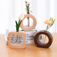 Vase en bois pour tubes à essai, support hydrophile pour plantes, réutilisable, décoration de table sur le thème de l'amour, idéal pour les fêtes et comme cadeau
