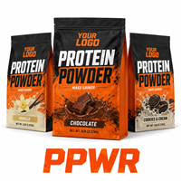 Sachet d'emballage personnalisé PPWR pour poudre de protéines Orange Mass Gainer avec votre logo, pochette à fond plat pour la nutrition sportive