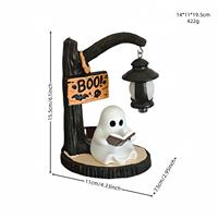 Lampe de table fantôme en résine en gros, figurine de lecture, veilleuse, ornement de signe 'Boo' d'Halloween, lampe d'ambiance effrayante pour la maison, le bureau, la décoration de fête, cadeau
