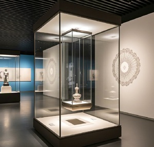 Vitrine d'<span class=keywords><strong>exposition</strong></span> autonome de qualité muséale, vitrine sur mesure <span class=keywords><strong>en</strong></span> verre trempé pour objets culturels - Product Image 1