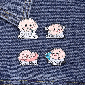 Questions de santé mentale esprit ouvert cerveau émail broche personnalisé maquillage votre esprit broches sac à dos revers Badge bijoux cadeau pour les amis - Product Image 4