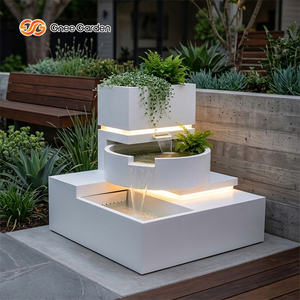 กระถางปลากลมเหล็กชุบสังกะสีทรงสี่เหลี่ยม GN-SF-384 ยี่ห้อ Gnee Garden พร้อมน้ำพุเคลือบสีฝุ่น ปรับแต่งขนาดได้ ทนทานต่อสภาพอากาศ - Product Image 3