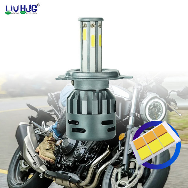 LiuHJG 4 LED High/Low Beam Auto Lighting Blue Aluminum Alloy 12V-80V Universal Motorcycle Dirt Bike Headlight