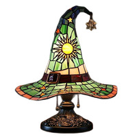Lampe Chapeau de Sorcière Vintage Art Déco en Résine pour Halloween, Verre Teinté, Décoration de Salon, Fête à Domicile, Vente en Gros