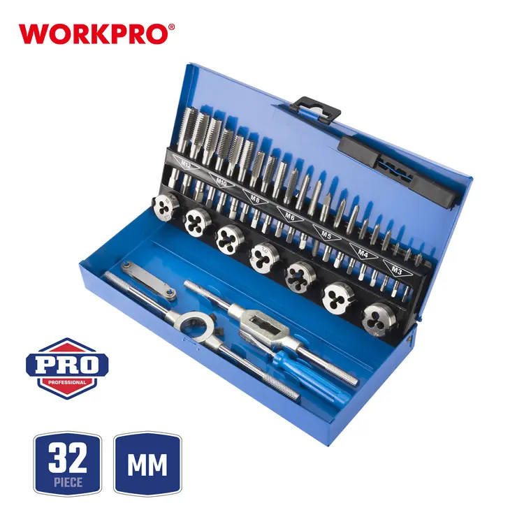 Workpro ferramentas manuais 32pc kits de ferramentas de toque e die set