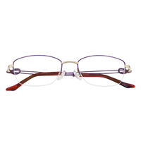 Monturas de Gafas de Titanio IP en Dos Tonos, Morado y Dorado, Modernas, Minimalistas, de Media Montura, Estilo de Diseñador, a la Moda
