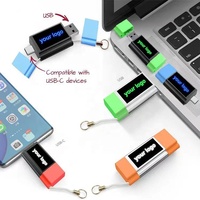Clé USB personnalisée avec logo lumineux 2 en 1, type C OTG, en métal, pour ordinateur portable